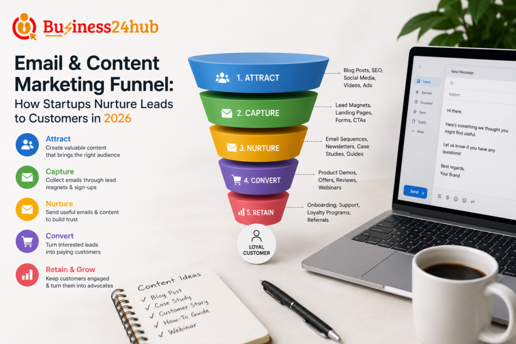 Email and Content Marketing Funnel: How Startups Nurture Leads to Customers in 2026 2 Email and Content Marketing Funnel