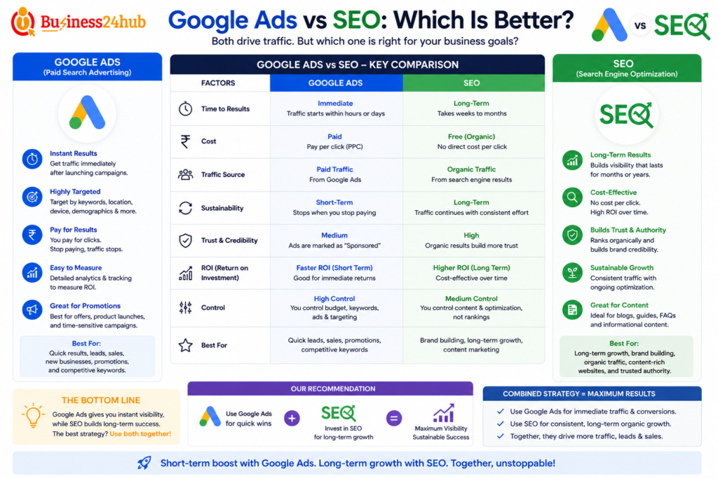 Google Ads vs SEO: Which Is Better for Startups in 2026? 2 Google Ads vs SEO